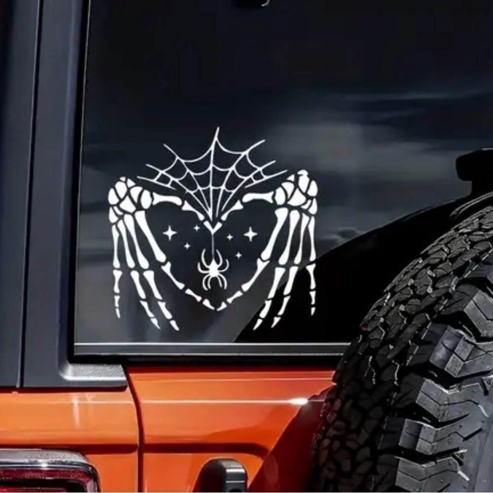 skeleton hand halloween love car window  sticker - Picture 2 of 5